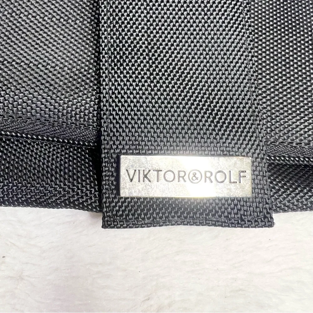 Viktor & Rolf Men's Black Amenity Bag Travel Toiletry Case Fold-over Wristlet